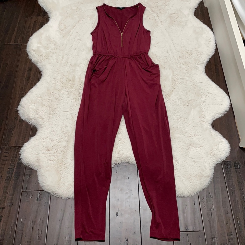 Maroon Size M Jumpsuit with Pockets